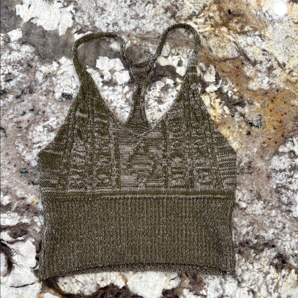 Olive Green Knit Crop Top
